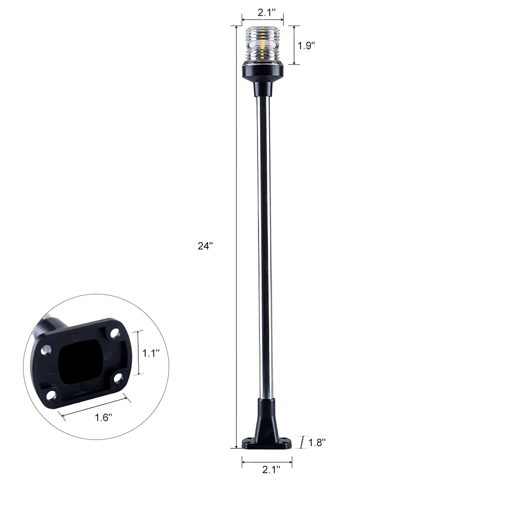 White Led Fold Down Boat Stern Light Boat Anchor Light For Pontoon And Fishing Boat (24'')