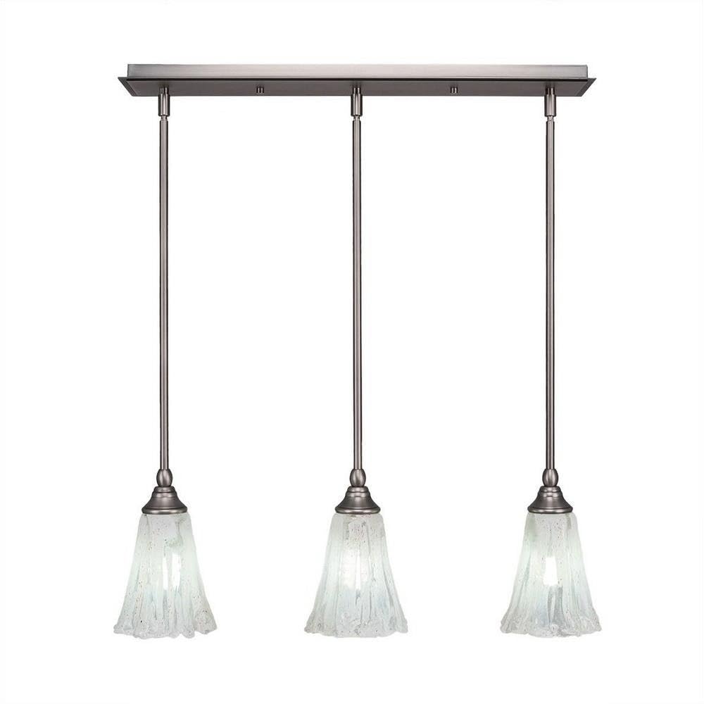 Toltec Lighting 25-Bn-729 3 Light Multi-Light Mini Hang Straight Swivel Pendant With Fluted Italian Ice Glass, 5.5&quot;, Brushed Nickel