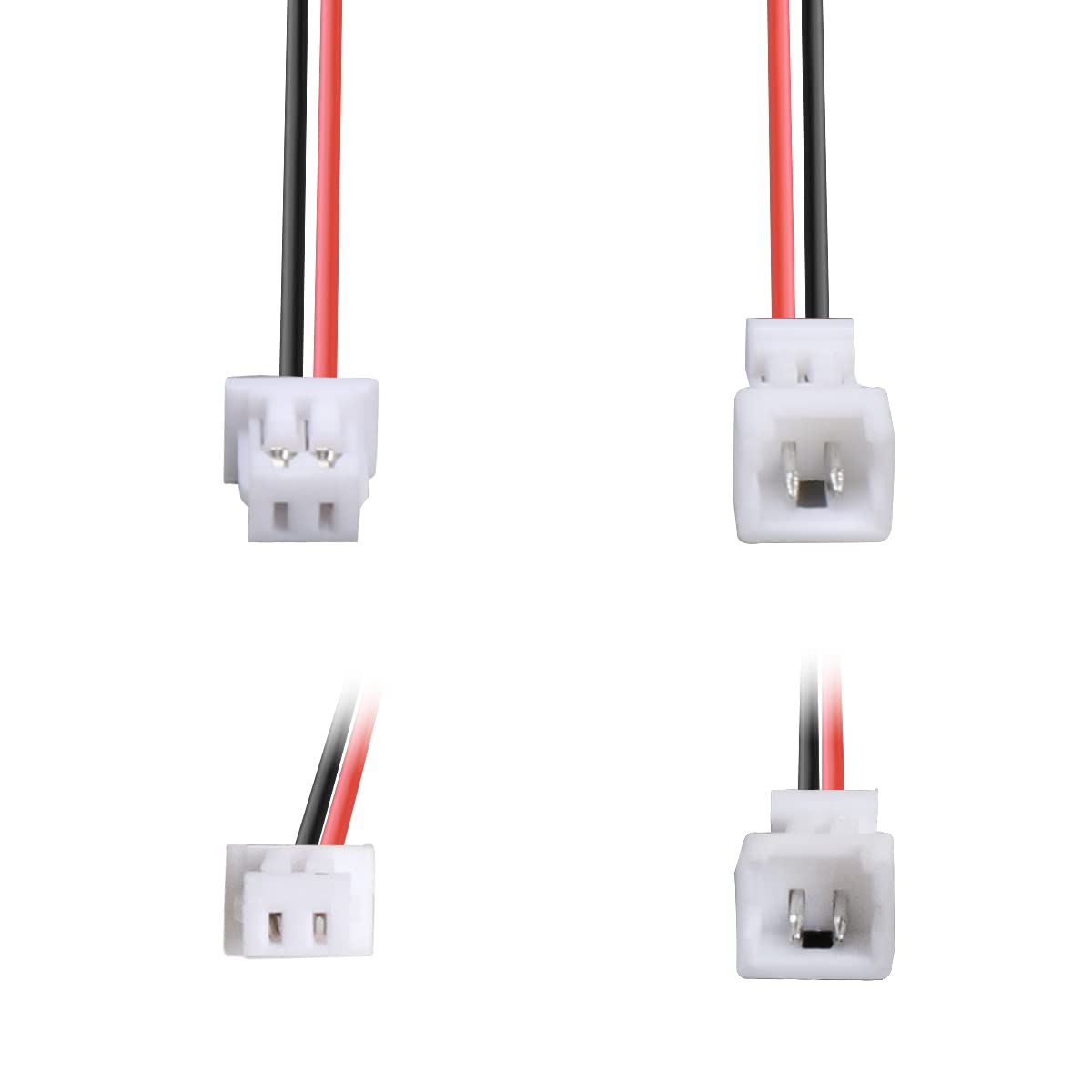 LYJEE 2 Pin Connector, 30 Pairs Mini Wire Connectors, 1.25mm JST, Copper Plastic, 26AWG, Red