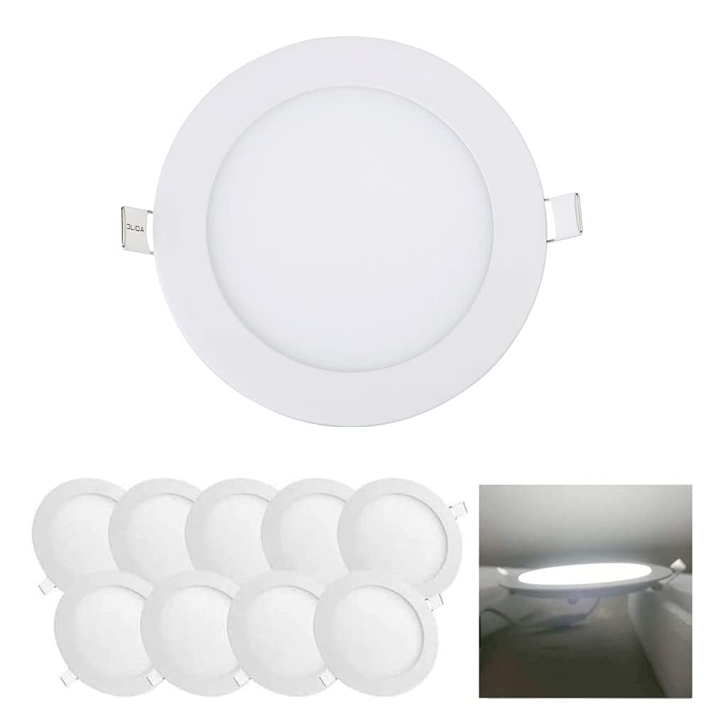 Hminled 6 Inch 12Watt Ultra-Thin Round Led Recessed Panel Light Lamp With Driver  100 Watt Incandescent Equivalent  6000K~6500K Cool White  Home  Office  Commercial Lighting Pack Of 10