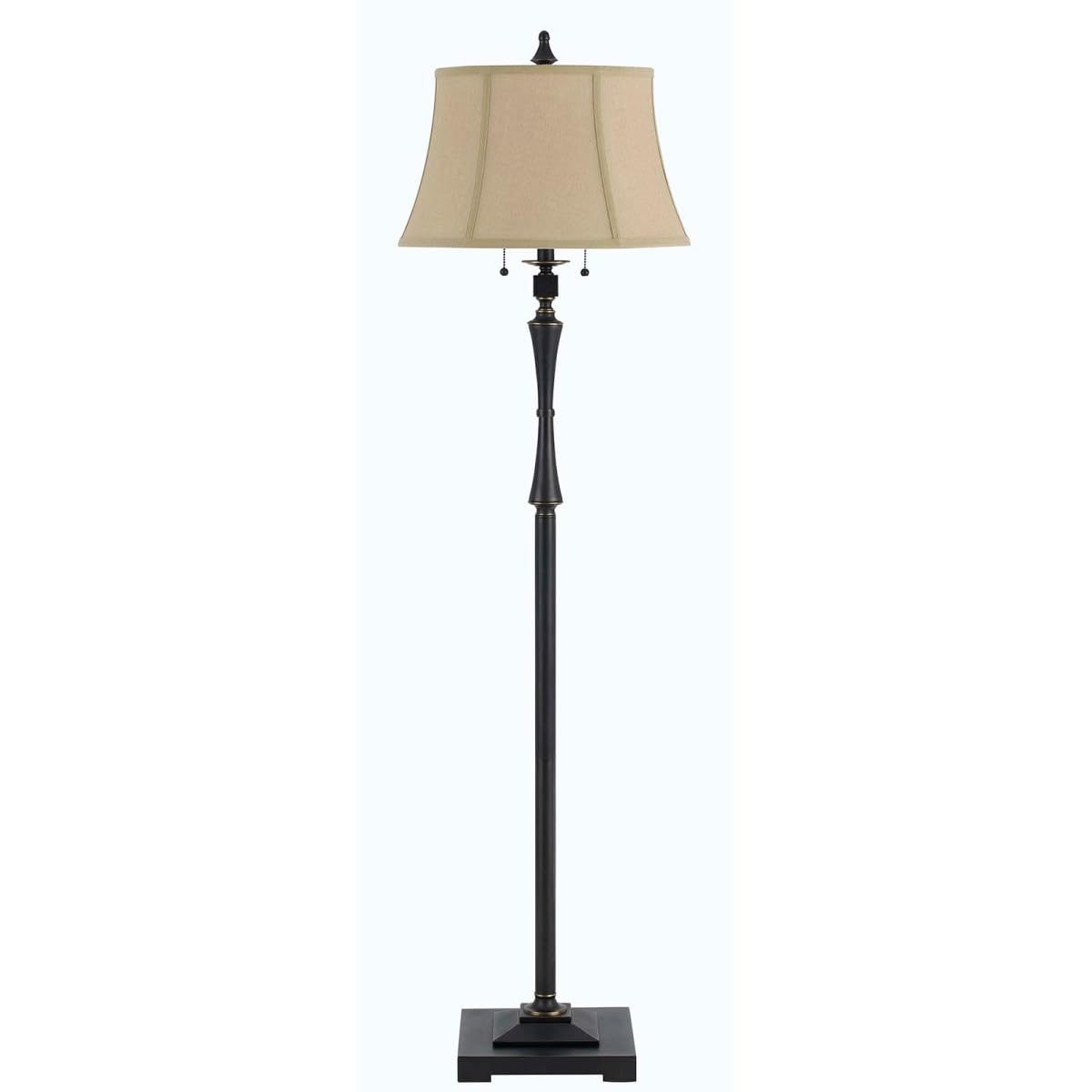 HomeRoots Bronze Two Light Floor Lamp with Brown Square Shade, Traditional Style, 61 in. Height