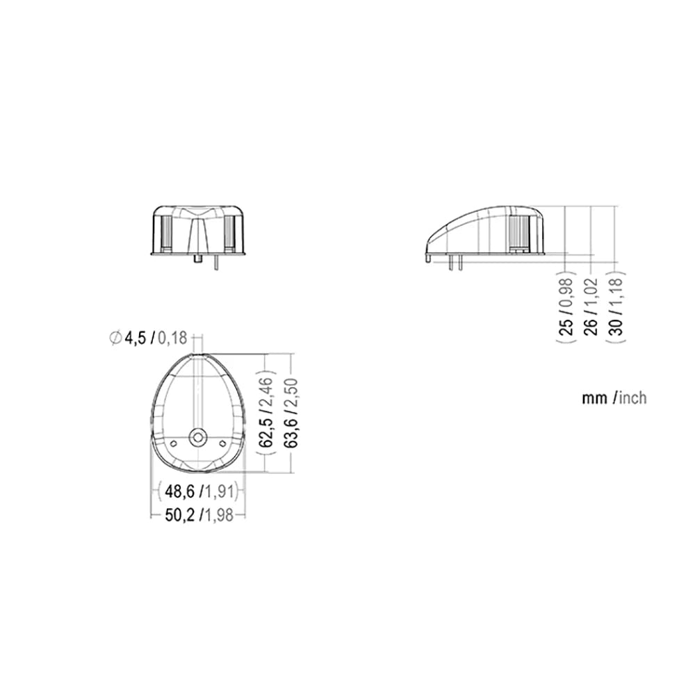 Aqua Signal 28200-7 Led Starboard Deck Mount Polycarbonate Housing