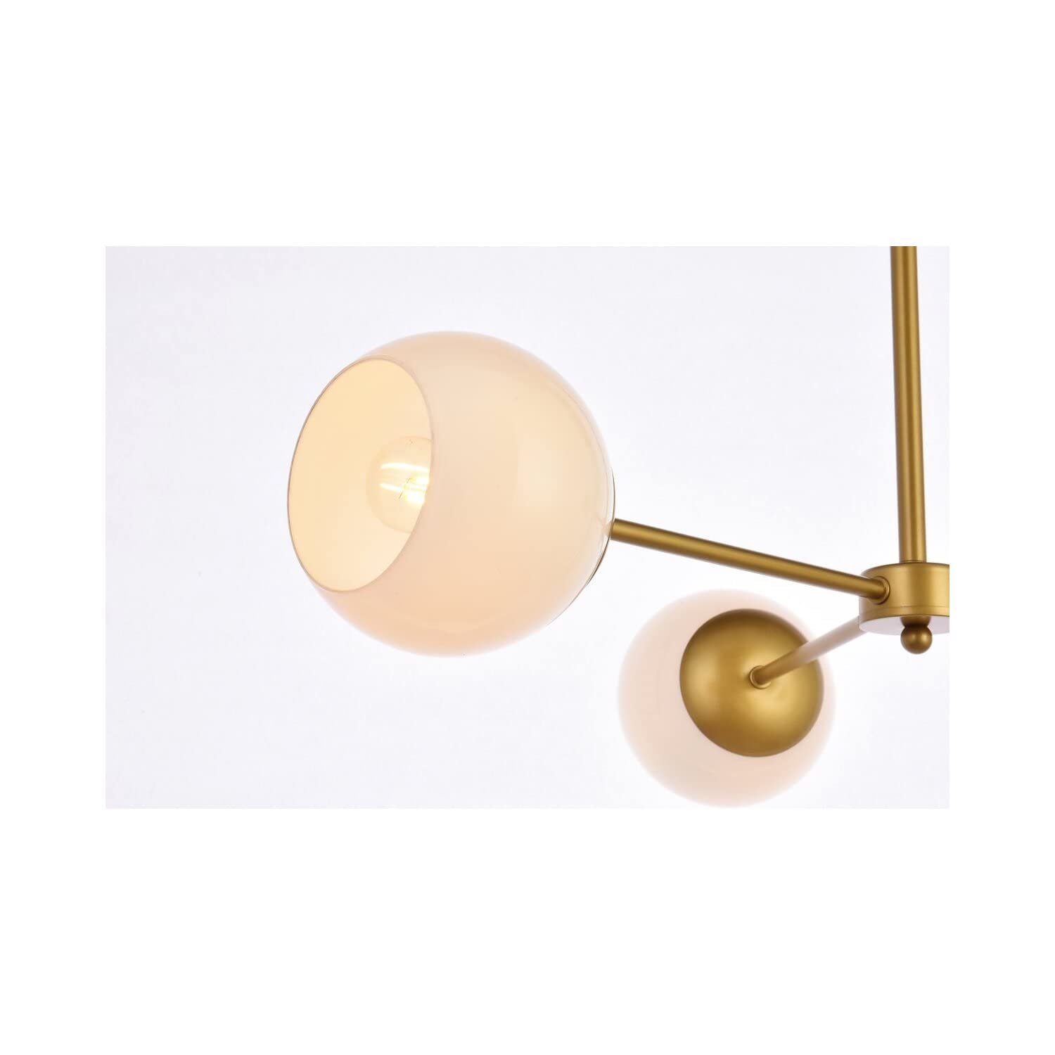 Living District Briggs 3-Light Mid-Century Metal Pendant in Brass and White