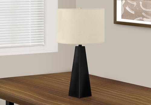 Monarch Specialties I 9726 Lightingtable Lamp, Black Resin, Beige Shade, Modern