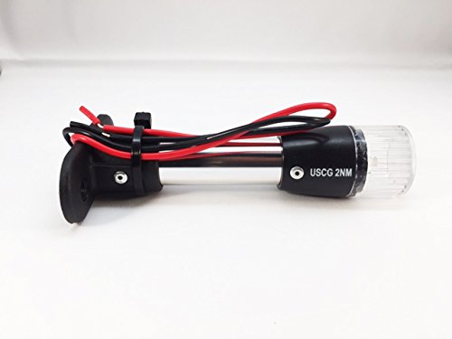 Pactrade Marine Boat Navigation Lights Led - 5 Inch White All-Round/Stern Light Pole (Fixed Base, Surface Mount) - Boat Accessor