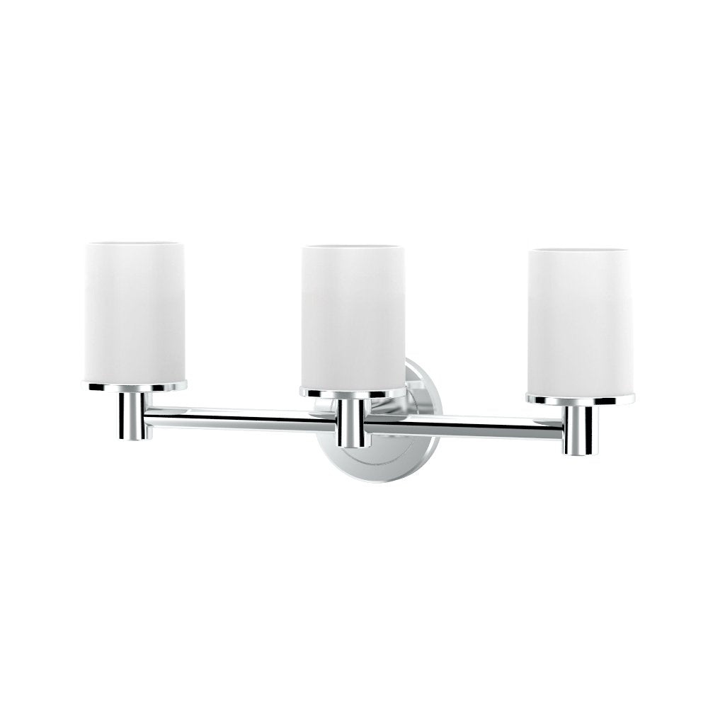 Gatco Latitude II Triple Sconce Light Fixture, Chrome, Model 1686, Glass Material