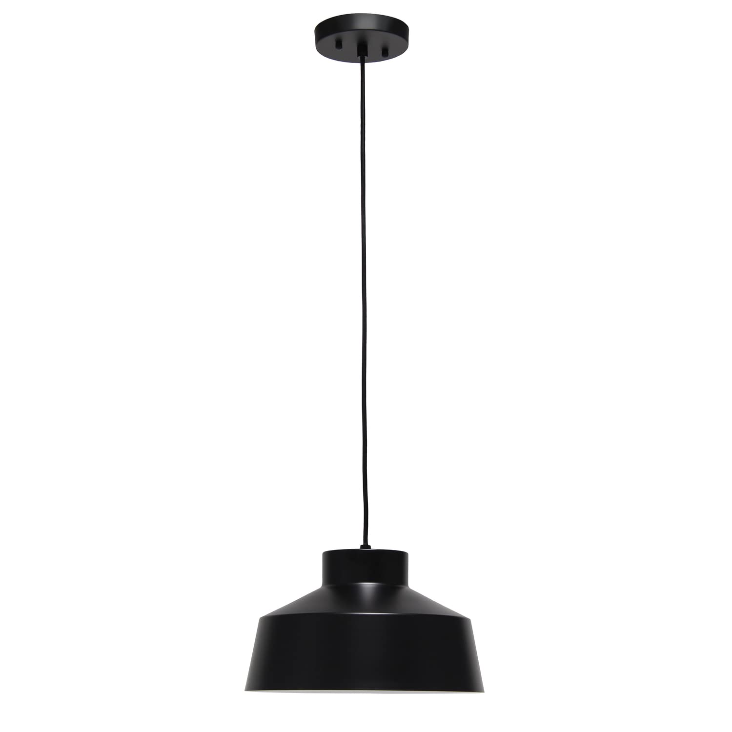 Elegant Designs Pt1012-Blk Vintage Industrial Metal Shade Farmhouse Hanging Ceiling Fixture Light Pendant, Black