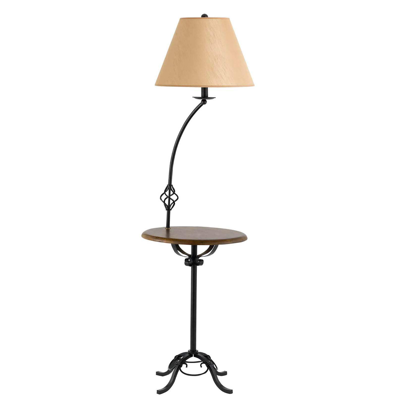 HomeRoots Tray Table Floor Lamp with Brown Empire Shade, 62 in., Black