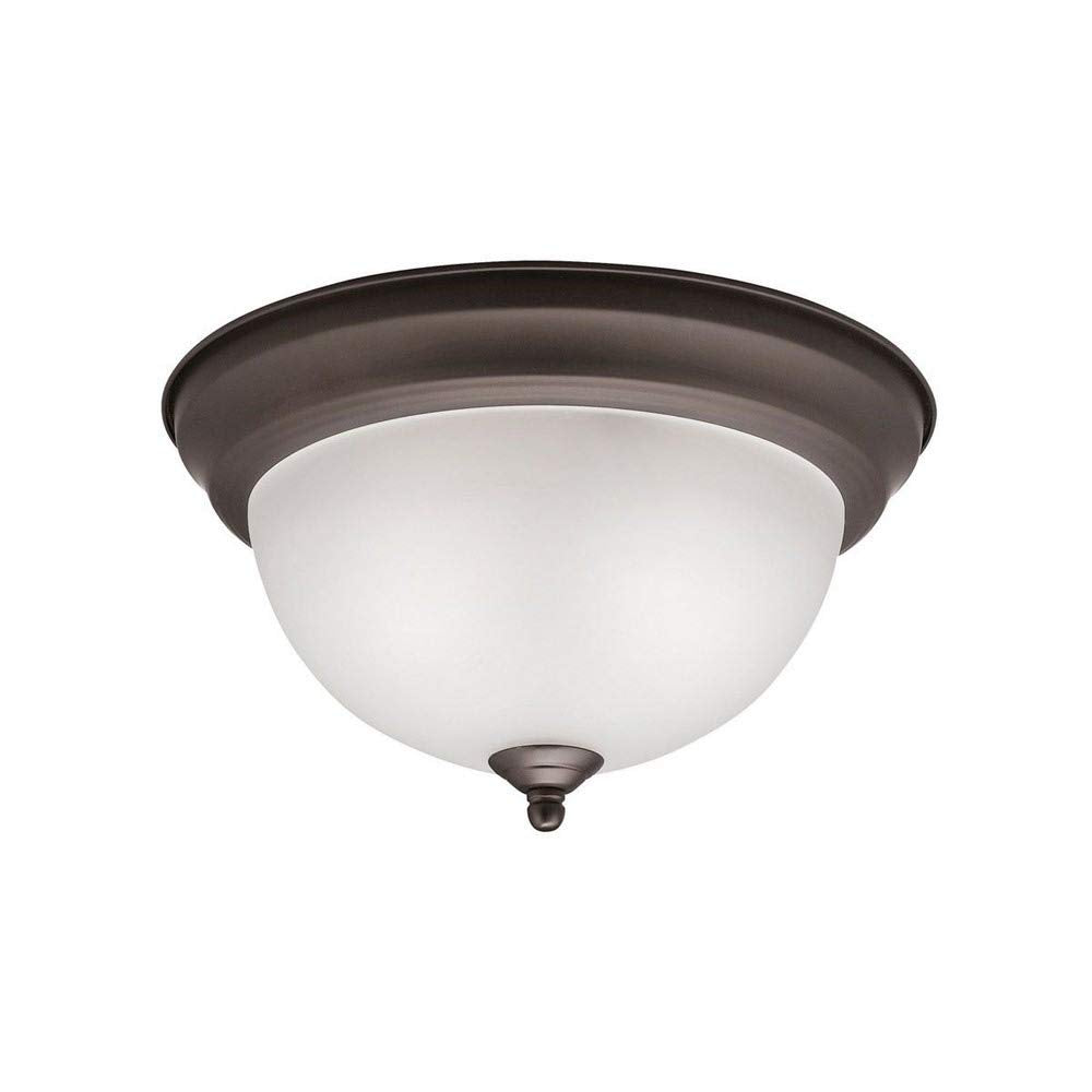 Kichler 8111Oz Flush Mount Round Glass Ceiling Lighting, Bronze 2-Light (12'' W X 7'' H) 60 Watts