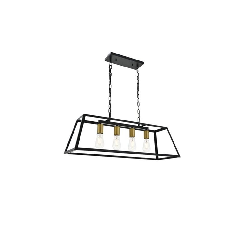 Living District Resolute 4-Light Metal Pendant in Brass/Black
