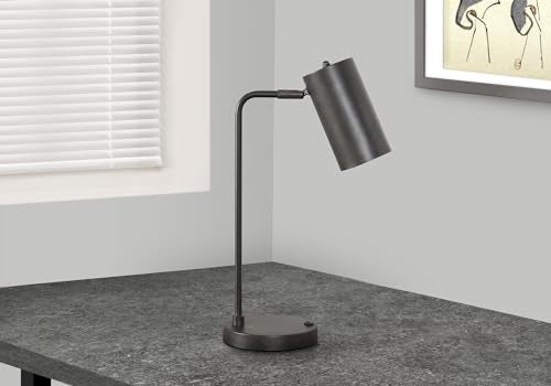 Monarch Specialties 9645 Lightingtable Lamp, Usb Port Included, Grey Metal, Shade, Modern Lighting-18 H Table, 9.25&quot; L X 6.25&quot; W X 17.75&quot; H