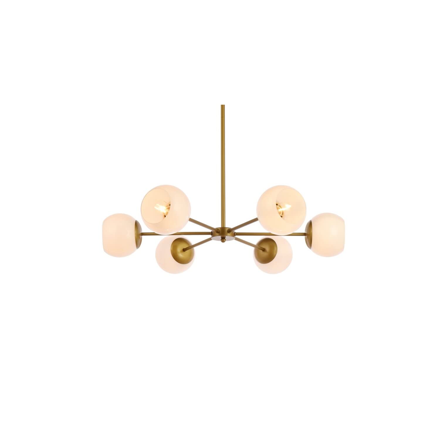 Living District Briggs 6-Light Mid-Century Metal Pendant in Brass and White