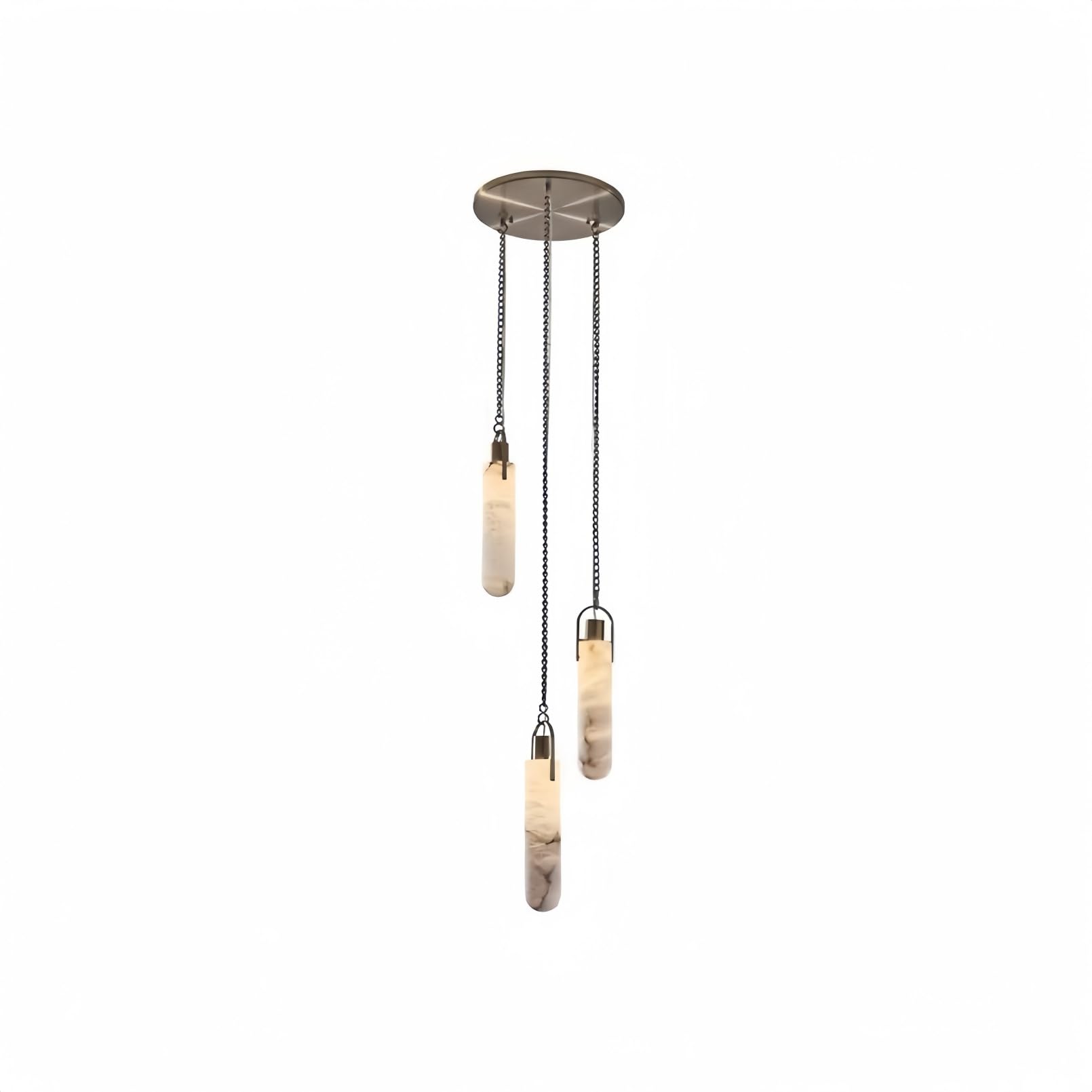 RUIBO Natural Marble 3 Light LED Multi-Drop Hanging Pendant Lighting,Cylinder Alabaster Multi Light Pendant Lights,Living Dining