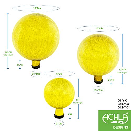 ACHLA DESIGNS Gazing Globe Ball, 6-Inch, Glass, Lemon Drop, Model G6-Y-C