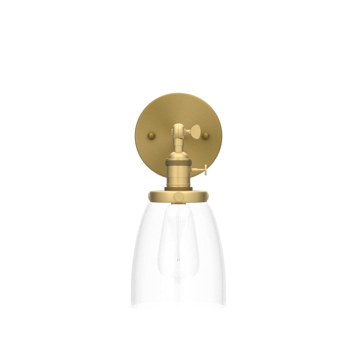 Pathson Vintage Wall Sconce Lighting, Antique Brass, Clear Glass Shade, Model YT010-D, Ideal for Living Room, Bathroom, Garage, Porch