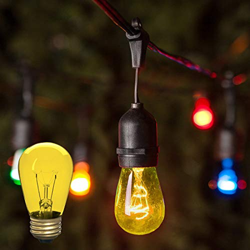 Xtricity Incandescent S14 Edison Light Bulb, E26 Medium Base, 130V, Yellow, 12 Pack