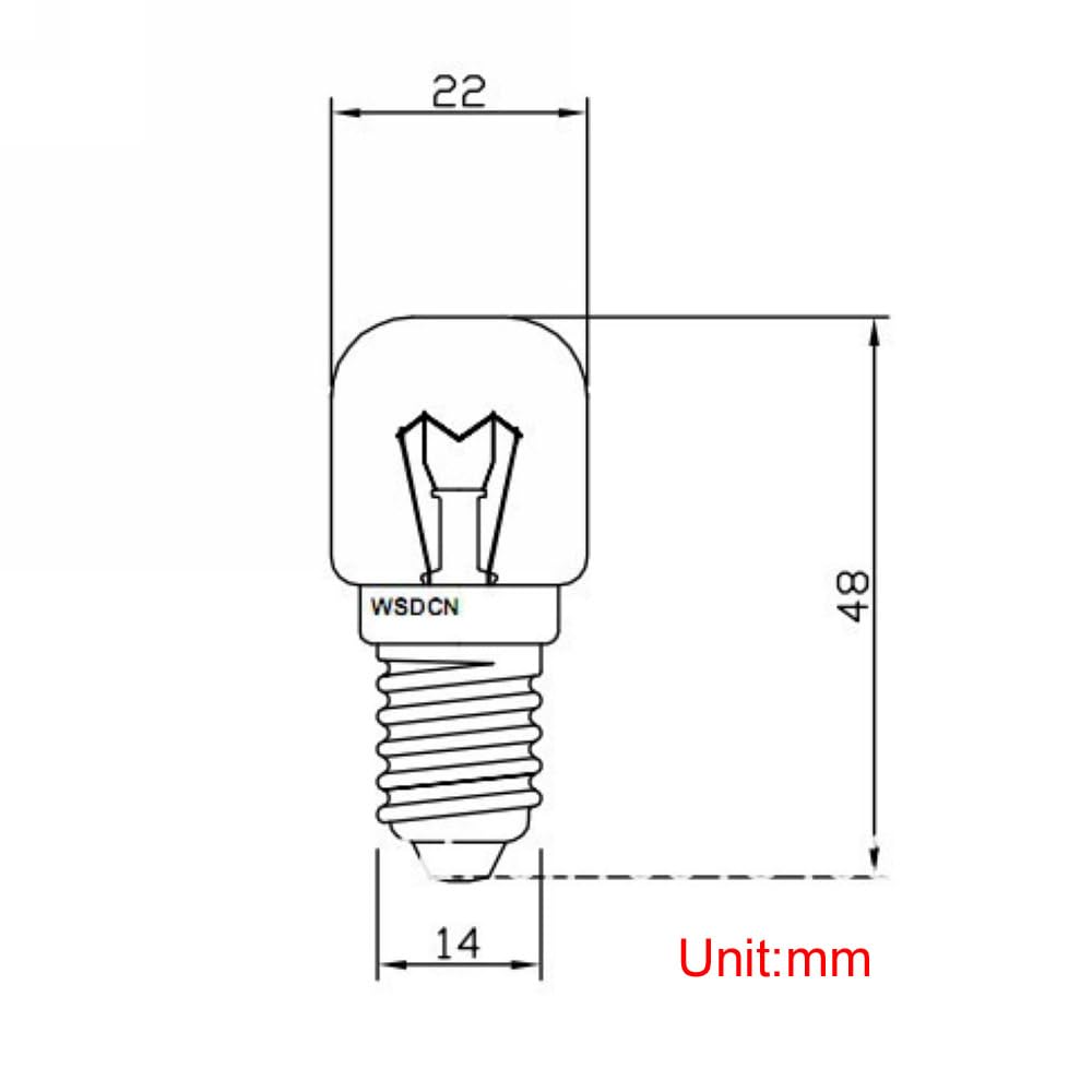 WSDCN E14 T22 15W Oven Light Bulb, Heat Resistant, 2 Pack, 120V, Copper, Ideal for Ovens, Model WOB-15-120