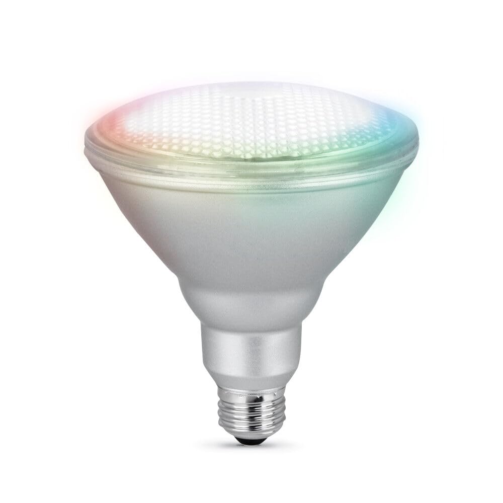 Feit Electric Par38/Rgbw/Ca/Ag 90 Watt Equivalent Wifi Color Changing And Tunable White, Dimmable, No Hub Required, Alexa Or Google Assistant Par38 Led Smart Light Bulb, Rgbw Multicolor, 5.1&quot;H X 4.7&quot;D