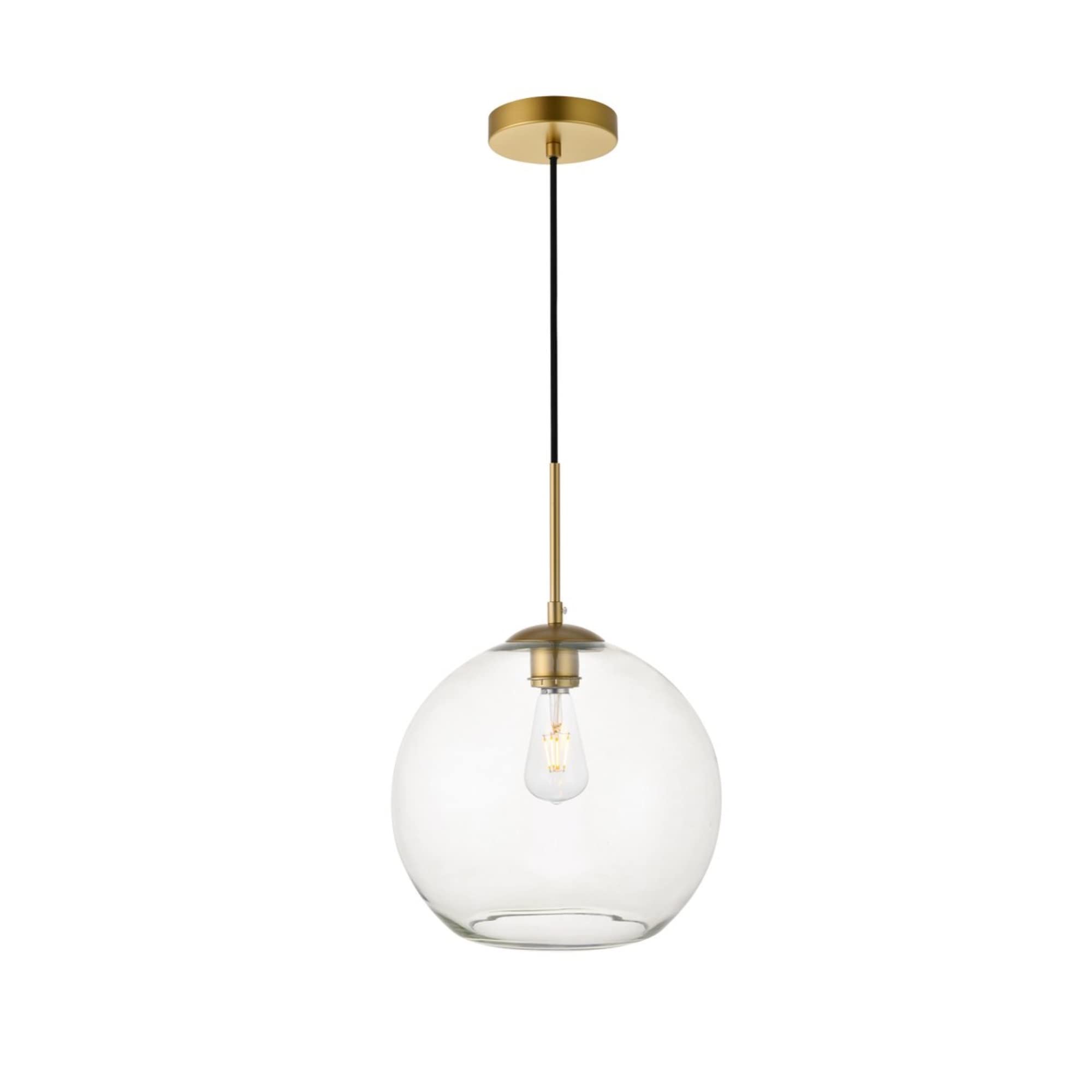 Living District Indoor Modern Home Decorative Bright Ceiling Baxter 1 Light Brass Pendant with Clear Glass