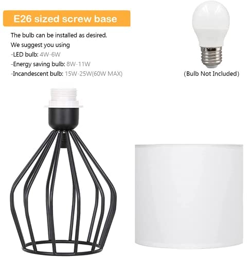 Haitral Modern Bedside Table Lamp - Minimalist Small Lamp With Hollowed Out Base Linen Fabric Shade,Metal Nightstand Lamp For Be
