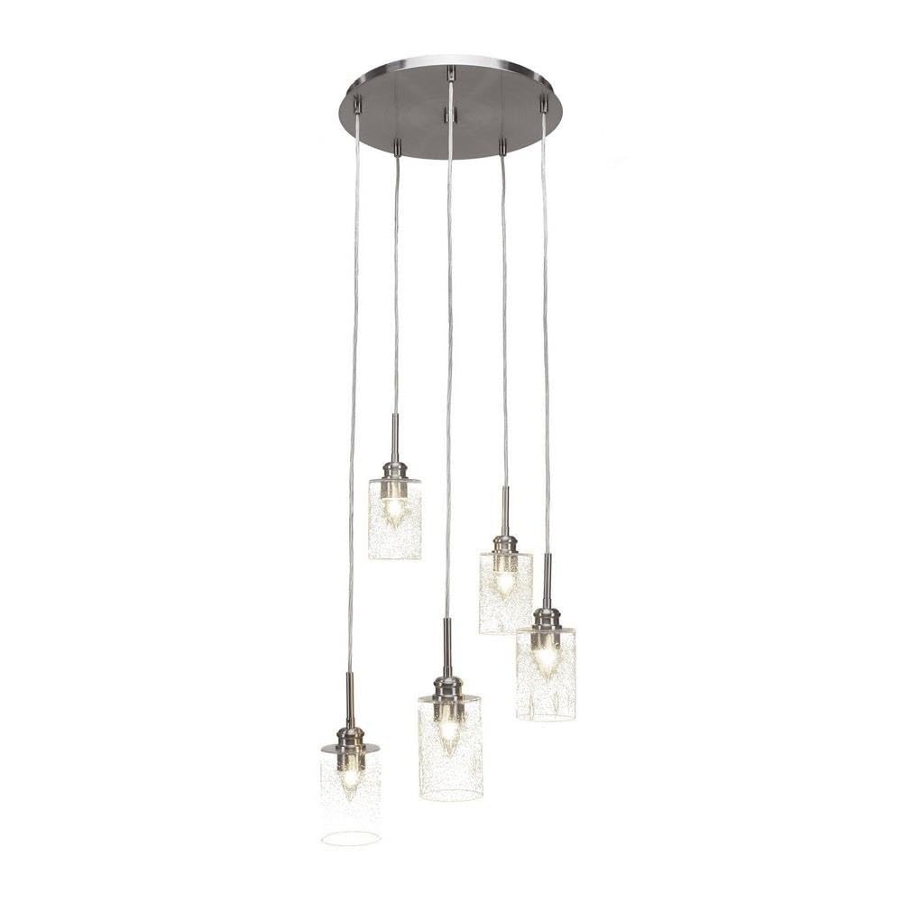 Toltec Lighting Edge 5 Light Cluster Pendalier In Brushed Nickel (1175-Bn-300)