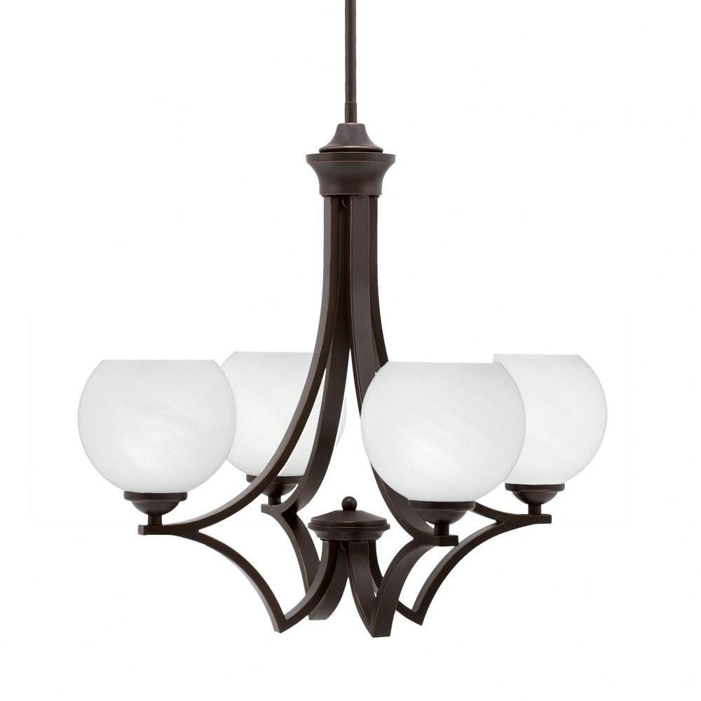 Toltec Lighting 564-DG-4101 Zilo - 4 Light Uplight Chandelier-19.75 Inches Tall and 20.75 Inches Wide, Finish Color: Dark Granite, Glass Color: White Marble
