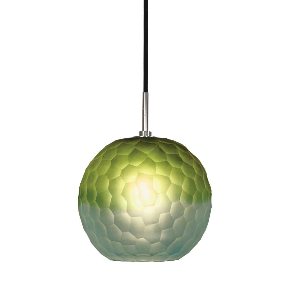 Jesco Lighting Fosil Pendant Light, Opal Glass, Diameter 4.5in, Length 70in, Model PD409-BUGN/BN, Nickel Finish