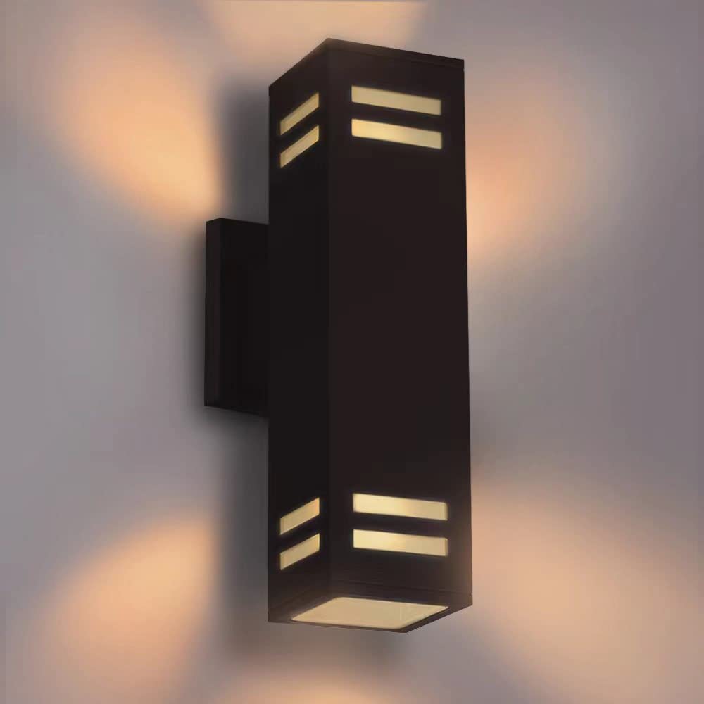 Iyogaled Up And Down Outdoor Wall Lights Fixture - Etl Listed, Aluminum Waterproof Wall Mount Square Design- Modern Exterior Lig