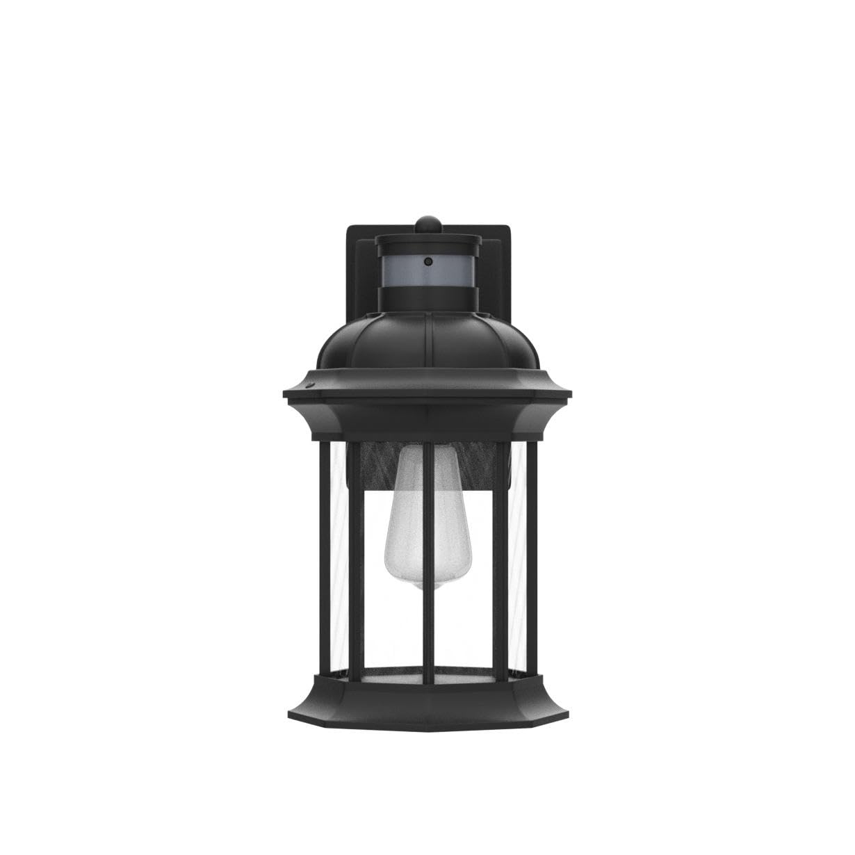 VIANIS Motion Sensor Outdoor Porch Light, Black Aluminum Waterproof Wall Lantern, Model V81101, 1-Pack