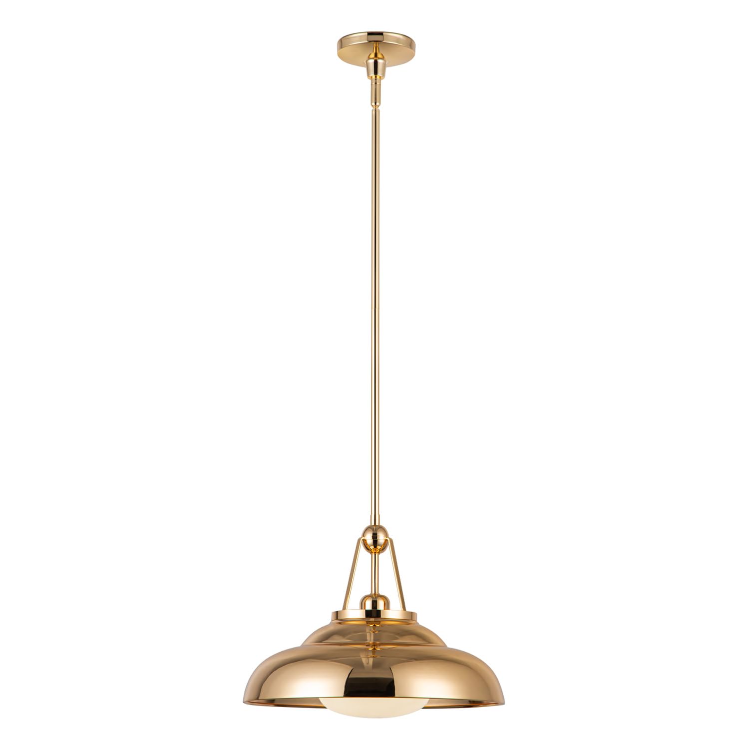 Alora PD344014PBGO Palmetto Pendant, Polished Brass/Glossy Opal Glass