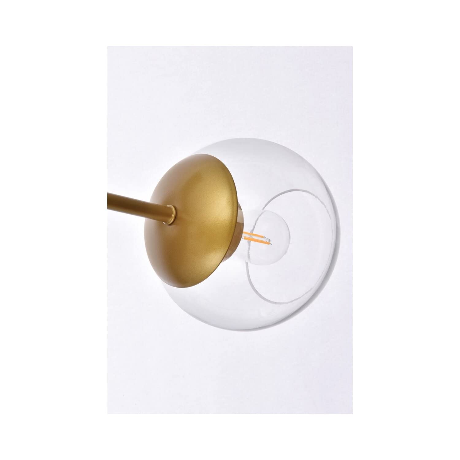 Living District Axl 6-Light Mid-Century Metal Pendant in Brass and Clear