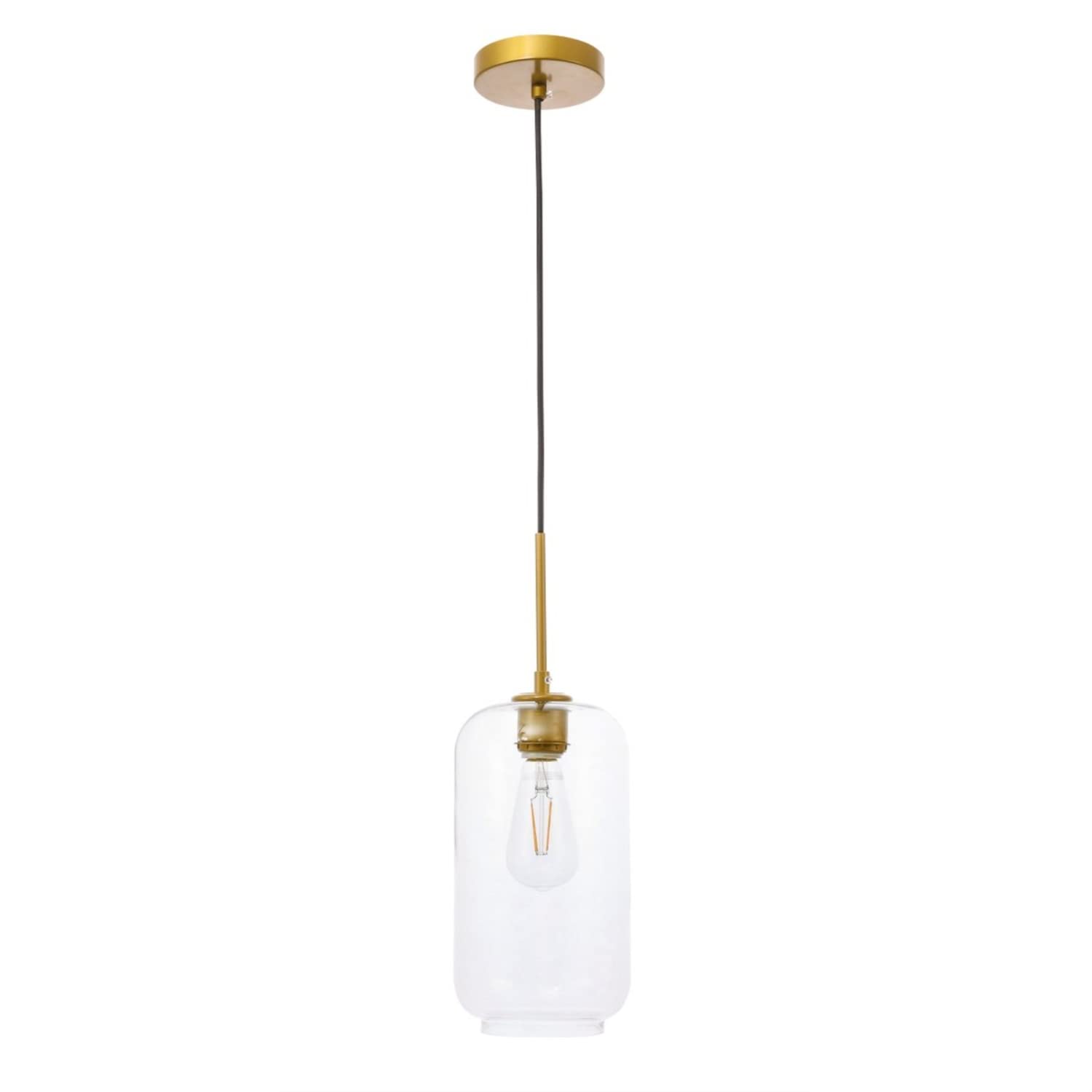 Living District Brass And Clear Glass Pendant Light - 1 Light Fixture For Home Decor