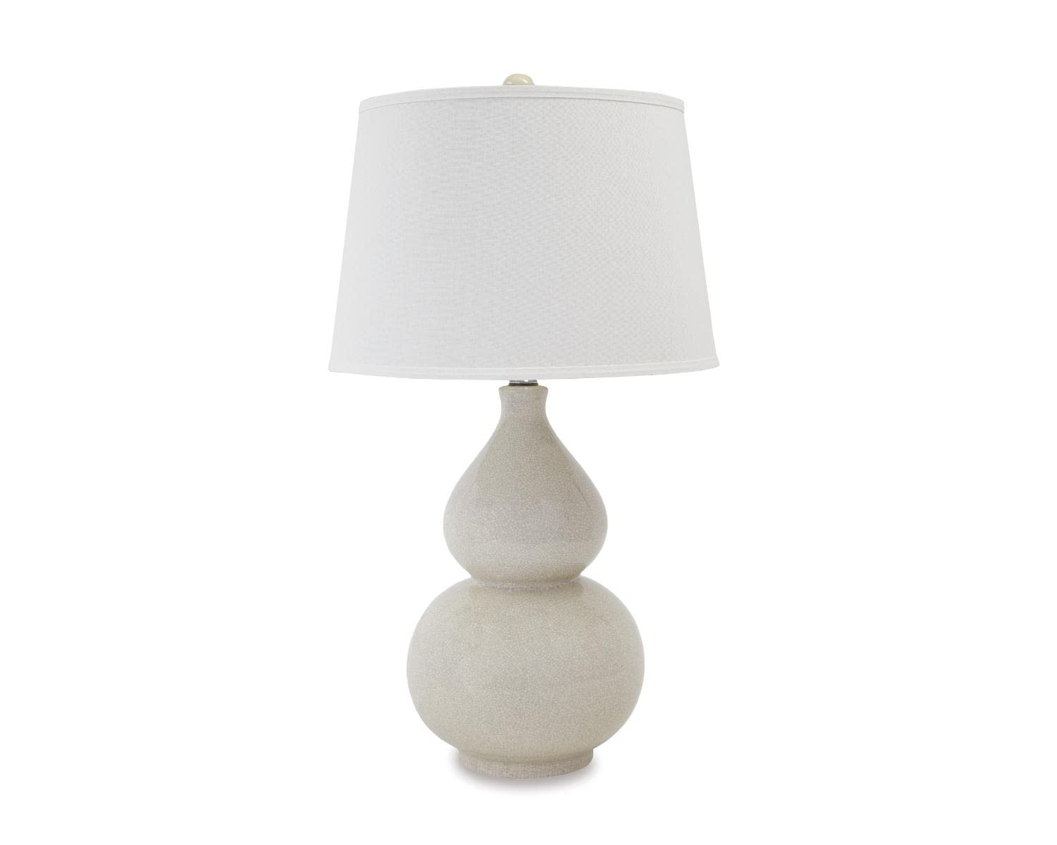 Signature Design by Ashley Saffi Transitional UL Listed Table Lamp with Fabric Shade and Double Gourd Base and 3-Way Switch, Cer