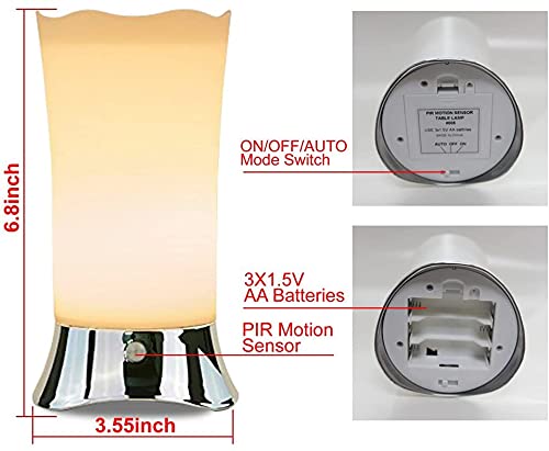 ZEEFO Table Lamps/Indoor Motion Sensor LED Night Light, Portable Retro Battery Powered Light for Bedroom, Bathroom, Babyroom, Di