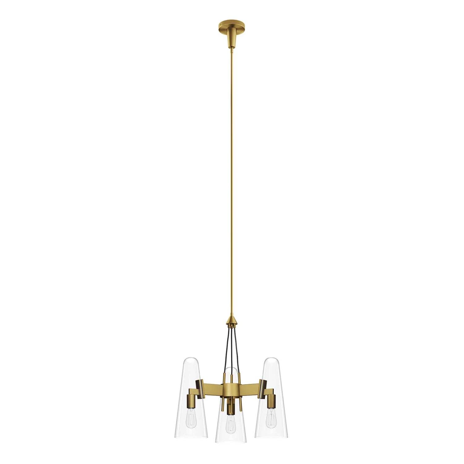 Beacon 3-Light Pendant Light In Clear Satin Brass