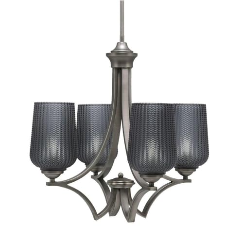 Toltec Lighting 564-Gp-4252 Zilo - 4 Light Uplight Chandelier-19.75 Inches Tall And 20.25 Inches Wide, Finish Color: Graphite, Glass Color: Smoke Textured