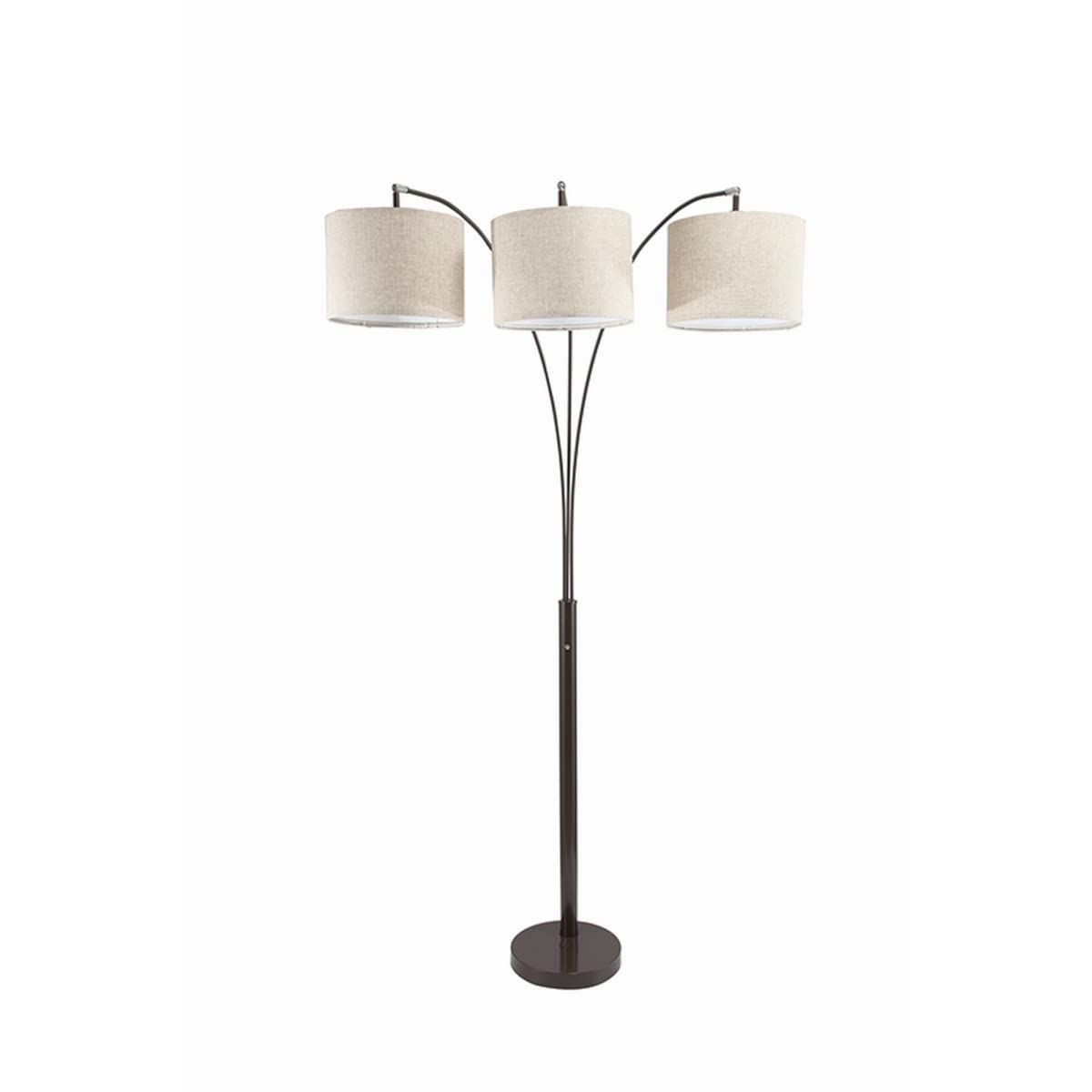 Benzara Bm240429 Floor Lamp With 3 Arched Arms & Fabric Shades, Bronze