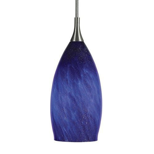 Cal Lighting Up-995/6-Bs Pendant With Blue Art Glass Shades, Brushed Steel Finish, See Image