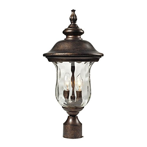 Elk Home Lafayette 2-Light Outdoor Post Mount, 10X21-Inch, Regal Bronze, Water Glass Body