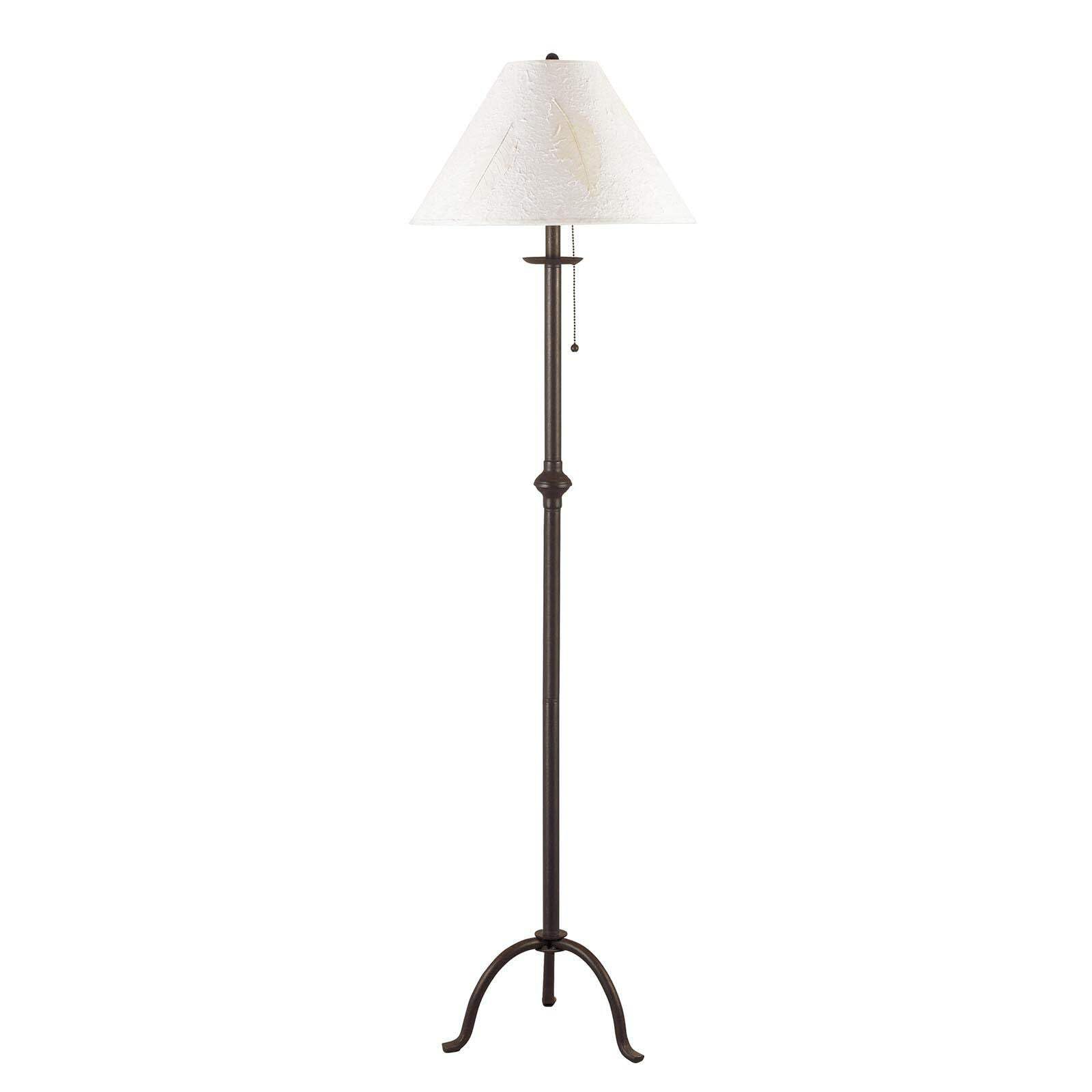 Homeroots Traditional Floor Lamp, 57 In., White Empire Shade, Black Finish