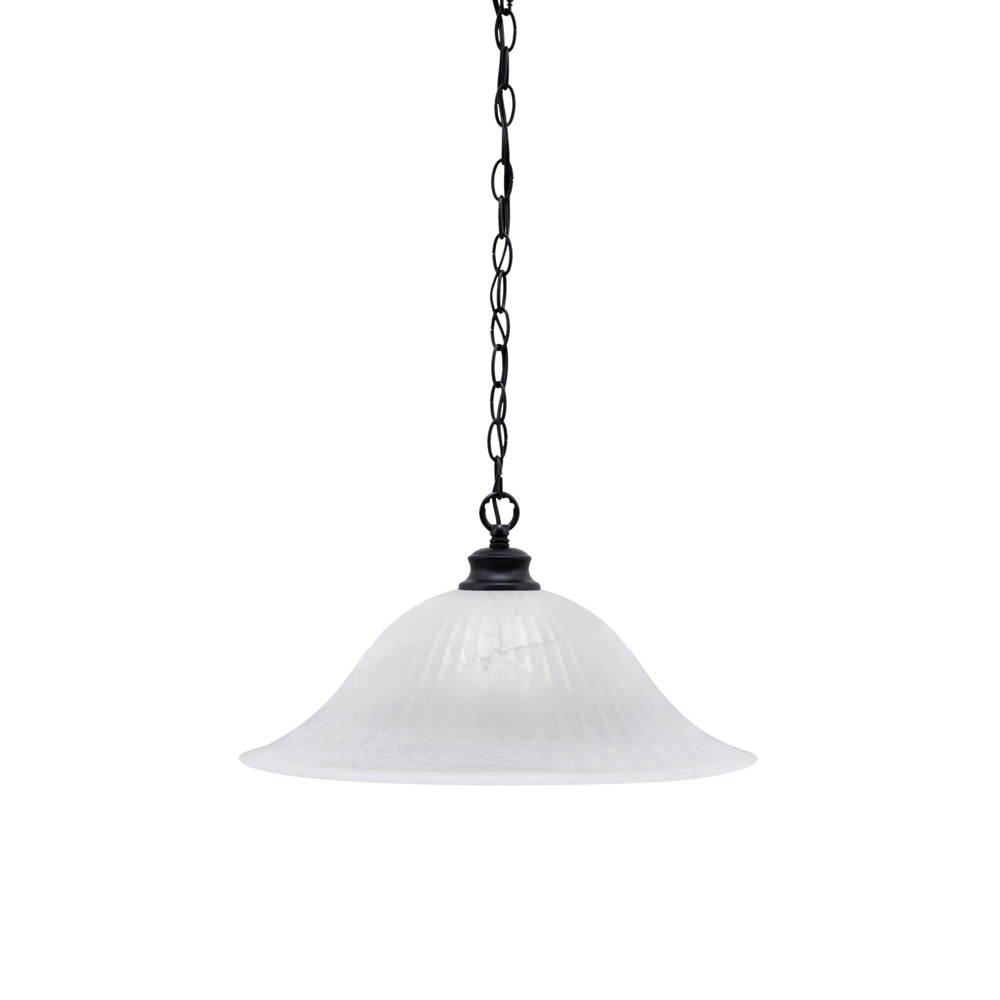 Toltec Lighting Chain Hung Pendant Shown in Matte Black Finish with 20&quot; White Alabaster Glass