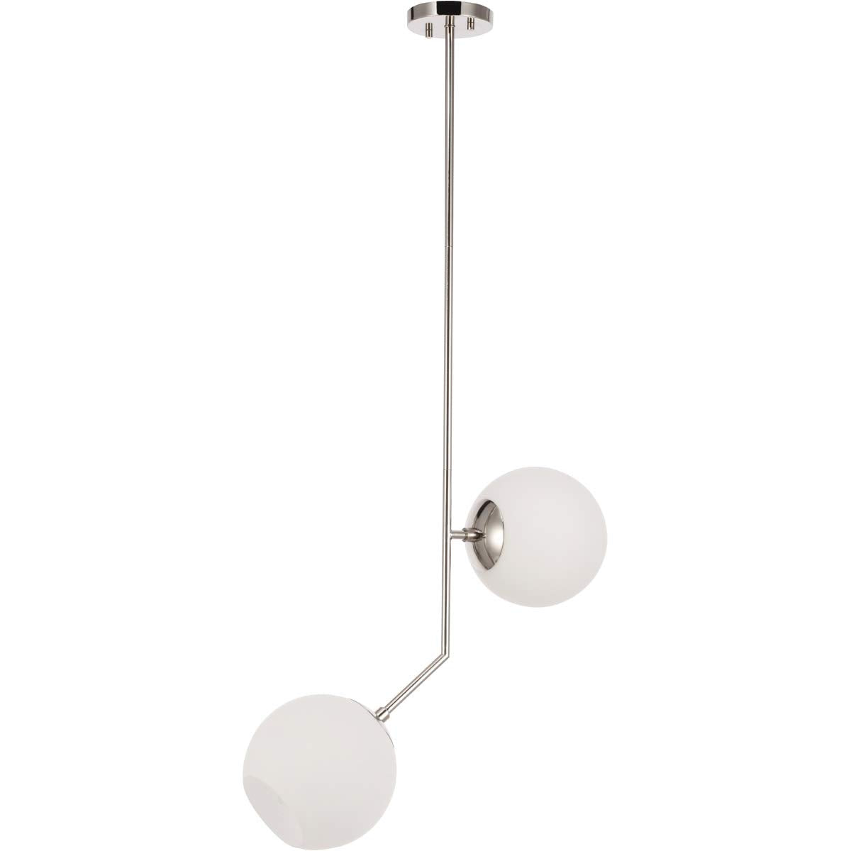 Living District Chrome 2-Light Pendant Light With Frosted White Glass Shade