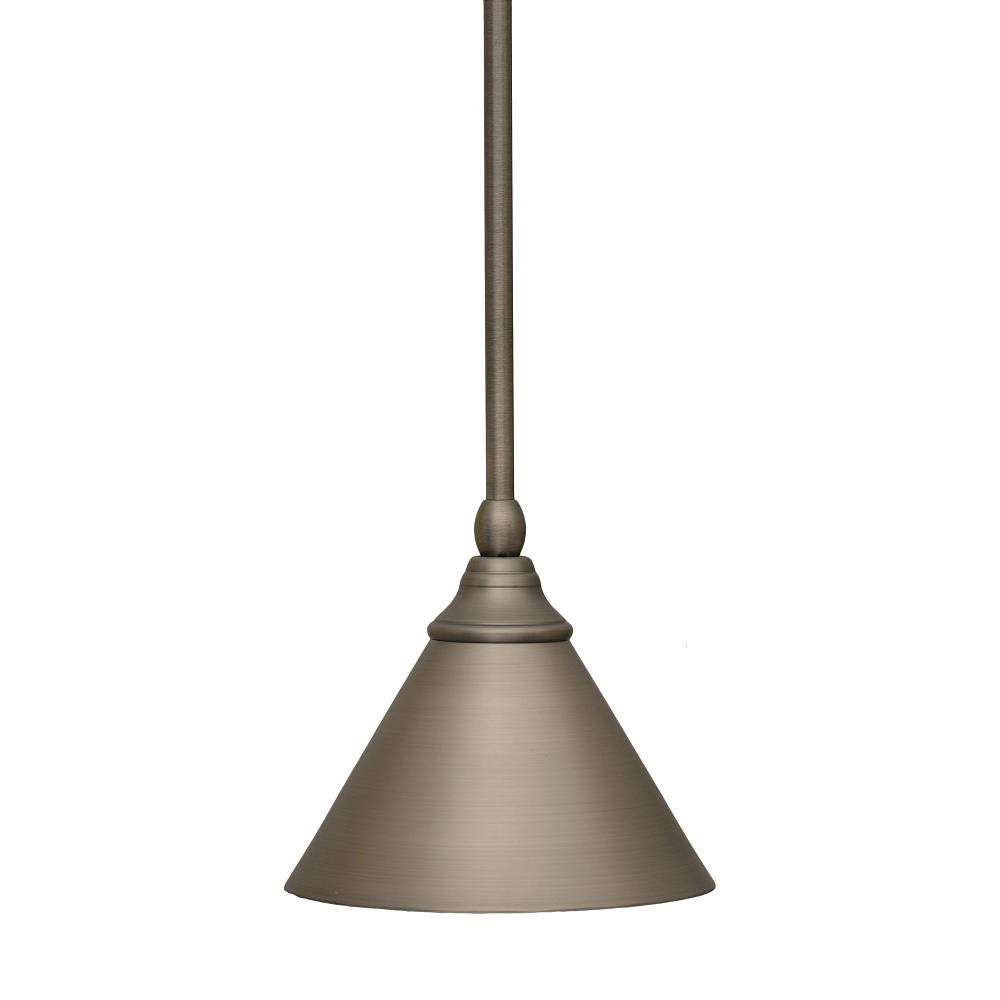 Toltec Lighting 23-Bn-421 Stem Mini Pendant With Hang Straight Swivel With 7&quot; Brushed Nickel Cone Metal Shade, Brushed Nickel Finish