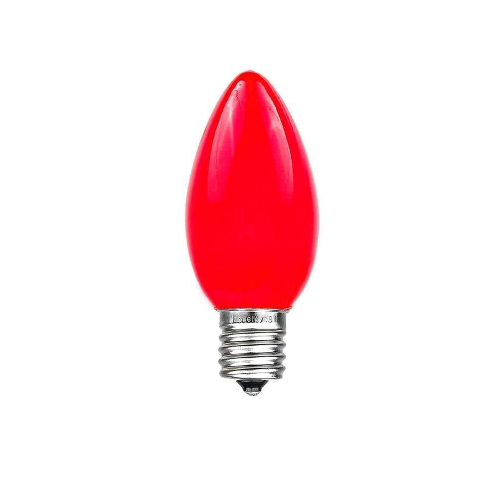 Novelty Lights Ceramic Christmas Replacement Bulbs - Outdoor Individual Bulbs for Events  Holiday Parties  Patios  and More - C7/E12 Candelabra Base  5 Watt Lights (Red  25 Pack)