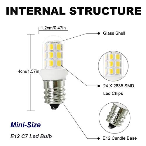 Xrzt E12 Led Bulbs Replacement For 15W Himalayan Salt Lamps, Night Light Bulbs,C7 Candelabra Led Light Bulb Replacement White 60