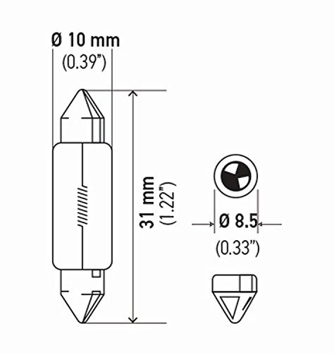 Hella DE3175TB Bulb 3175 12V 10W Sv8.5-8 T3.25 10X31(2)