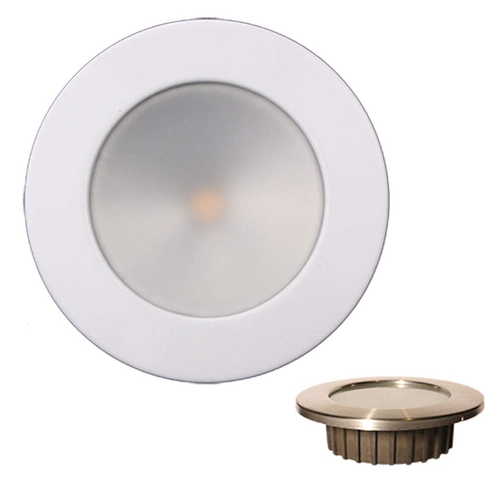 Lunasea Zero Emi    Recessed 3.5    Led Light - Warm White W/White Stainless Steel Bezel - 12Vdc