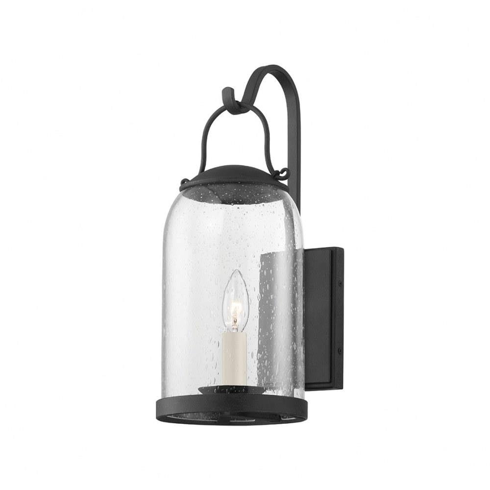 Troy Lighting Napa County by Mark D. Sikes - 1 Light Exterior Wall Sconce - Small - French Iron Frame - Clear Seeded Glass