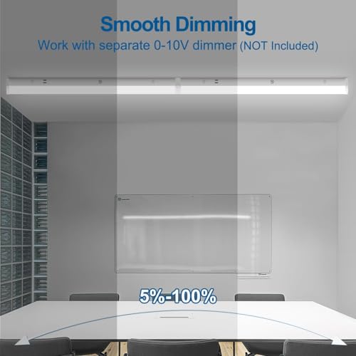 DAKASON 4FT LED Linear Light Fixture, 40/32/24W, 5000K CCT, White, Solid Metal Housing, 4 Pack