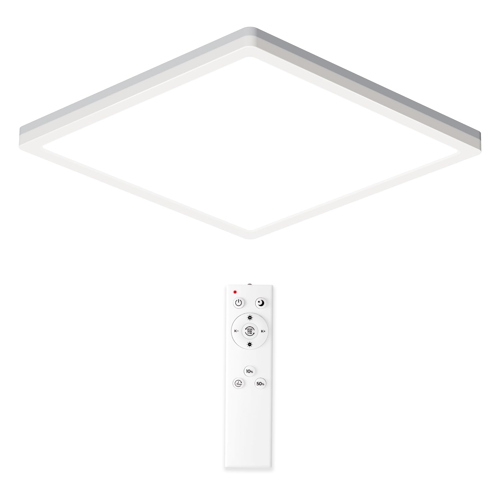 Blnan Dimmable Led Flush Mount Ceiling Light Fixture With Remote Control, 9 Inch 18W 3000K-6500K, 2000K Nightlight Wired Low Pro